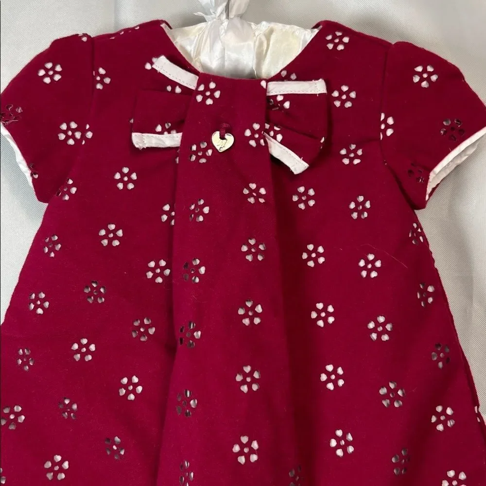 Mayoral Burgundy short sleeve floral cutout dress size 3 months